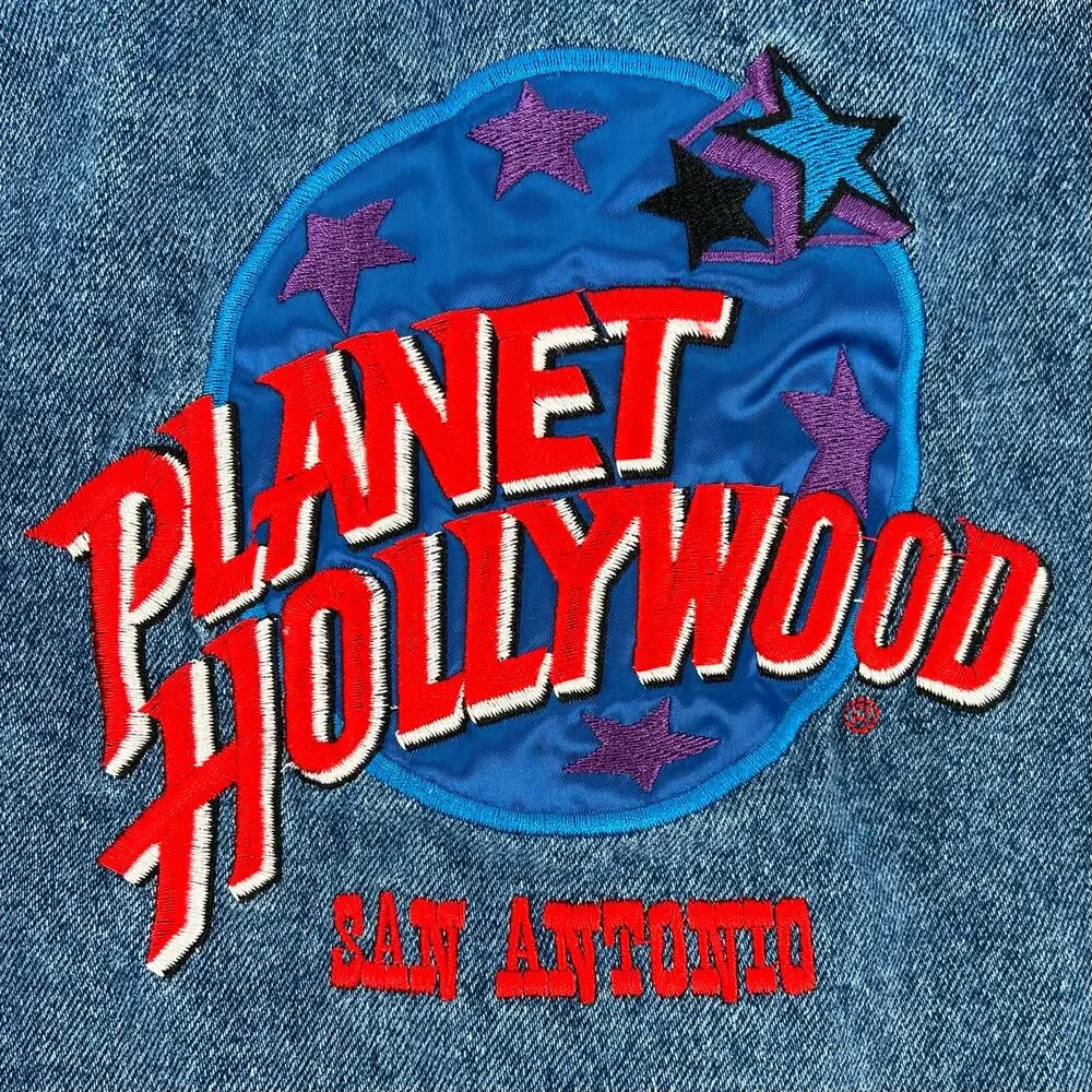 90s Planet Hollywood San Antonio denim jean jacket 1990s vintage kids XL